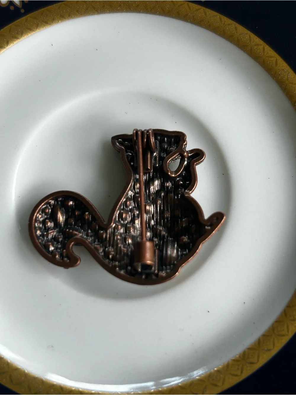 Vintage Amber Crystal Squirrel Brooch